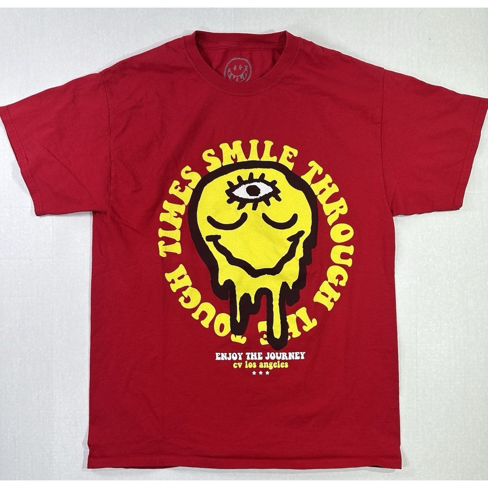 CV‎ Los Angeles Smile Through the Tough Times Red Graphic T-Shirt Size L